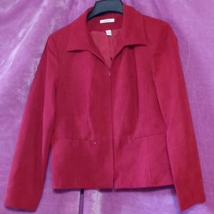 Scarlet Red Sueded-Feel Zip-up Blazer Sz. XL